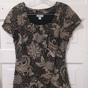 Croft & Barrow Womans Medium Beige and Black Blouse